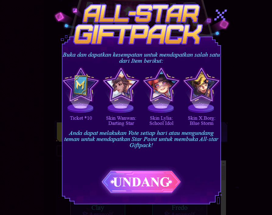 Hadiah Giftpack Activity Mobile Legends All Star 2020 By Topglobal1